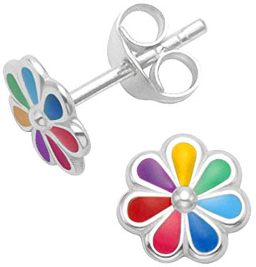Sterling Silver Daisy Earrings/Necklace - SIZES - STUDS: 7mm (TINY 1/4 inch). DROPS: 12 mm. NECKLACE: 20mm/41cm chain. Leatherette Gift Box. SEE OTHER PHOTOS FOR SIZES.