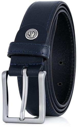 LINDENMANN Leder-Gürtel Herren 30 mm breit, Gürtel Herren Vollrindleder marine