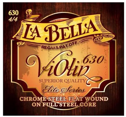 La Bella Strings »VIOLIN - 630-4/4 - CHROME STEEL FLAT WOUND« Saiten für 4/4 Violine - Chrome Steel Flat Wound On Full Steel Core - Set: E/A/D/G