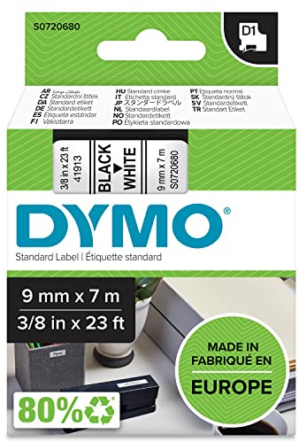 DYMO Original D1-Etikettenband | 9 mm x 7 m | schwarz auf weiß | selbstklebend | für LabelManager-Beschriftungsgerät