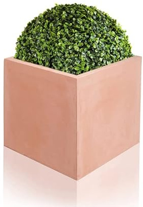 Primrose Outdoor Fibrecotta Terracotta Cube Garden Planter Pots XL 50cm (19.7in)