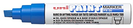 Uni Coloured Paint Marker Multi Surface Opaque Outdoor Marking Broad Chisel Tip Pen PX-30 Blue