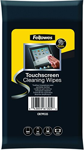 Fellowes Touch Screen Cleaning Wipes Suitable for Tablet, Smartphone, E-Reader and Gaming Screens - Pack of 20 Biodegradable Screen Wipes, 9933501
