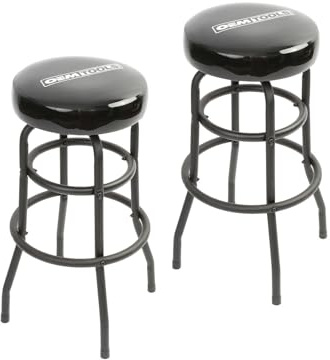 OEMTOOLS Garage Shop Stool 2PK Swivel Mechanic Stool w/Foot Ring, 30.5in H x 14in W, Steel Frame, Foam Seat Pad, Matte Black, Shop Chair for Garage, Workshop, Counter Seating