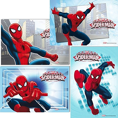 Modecor Ultimate Spiderman Rectangle en Azyme pour Gâteau - 1 Unité - Rouge et Bleu - Anniversaire - Fête d'Anniversaire Enfantine ou Autre Occasion Informelle - Cake Topper