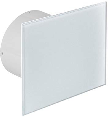 Ø 100 mm Design Badventilator Glasfront mit Timer/Nachlauf und Rückstauklappe WEG100T Lüfter Ventilator Front Wandlüfter Badlüfter Ventilator Einbaulüfter Bad Küche leise Glas 10 cm