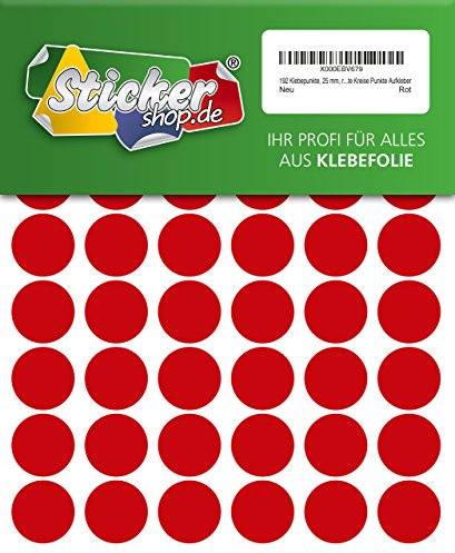 288 Klebepunkte, 20 mm, rot, aus PVC Folie, wetterfest, Markierungspunkte Kreise Punkte Aufkleber