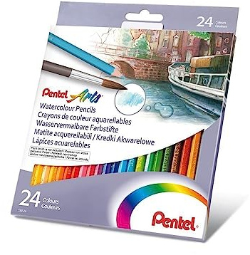 Pentel CB9-24U Boîte de 24 crayons de couleur aquarellables