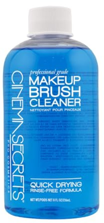 Cinema Secrets Original Blue Vanilla Makeup Brush Cleaner Solution - Professional Cleanser for Makeup Brushes - Quick-Drying, Rinse-Free Formula - Removes Stubborn Waterproof Make Up (8 fl oz)