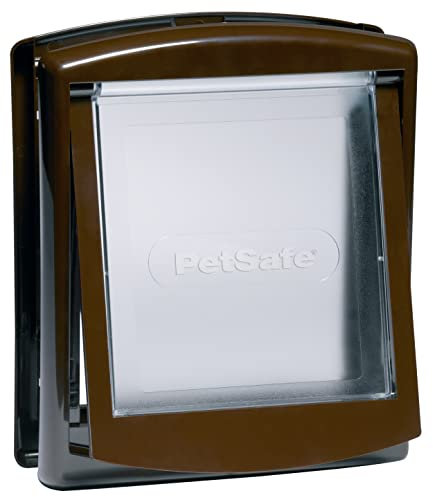 PetSafe – Chatière pour Chat et Chien Originale Staywell, 2 Voies d’accès (entrée et Sortie) - Porte pour Animaux intérieur et extérieur, Rigide, Panneau de Fermeture Inclus – Marron, M