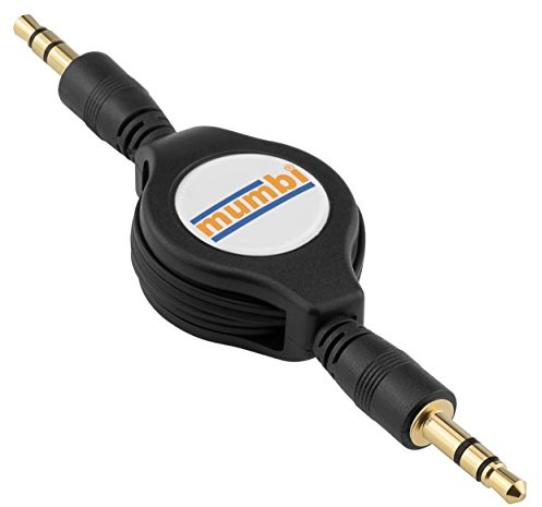 mumbi 23491 Rollup ljudkabel (3,5 mm kontakt – 3,5 mm kontakt) rullbar, svart