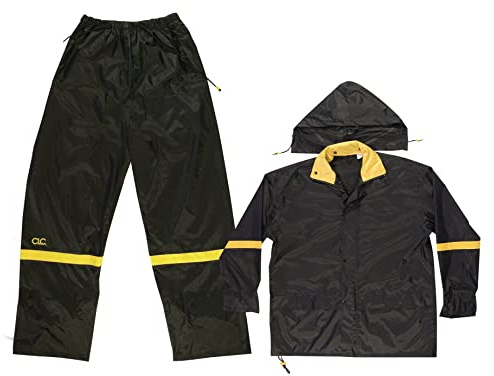 CLC Custom Leathercraft Rain Wear R103M Black Nylon 3-Piece Rain Suit, Medium