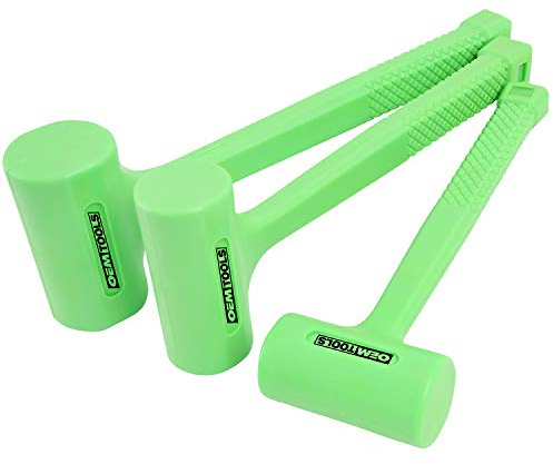 OEMTOOLS 25517 3 Piece Dead Blow Hammer Set, 1/2 Lb., 1 Lb., and 2 Lb., Non Marring Mallet, Automotive Hammer, Non-Slip Grip, Steel-Shot Filled for More Force