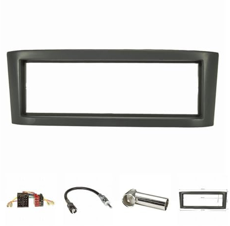 tomzz Audio 2451-026 Radioblende Set kompatibel mit Smart Roadster Coupe (452) Bj.2003-2005 anthrazit mit Radioadapter ISO Raku2 Antennenadapter ISO DIN