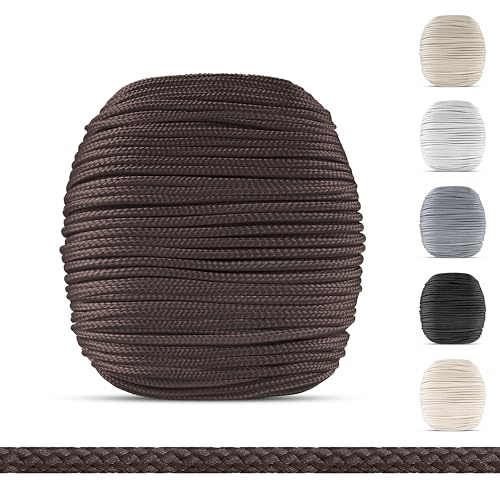 EFIXS Jalousien Schnur 2.2 mm - Dunkelbraun - 10-25 Meter - Hier: 25 Meter - Premium Jalousie Zugschnur - Ersatzschnur für Holz-, Bambus-, & Aluminiumjalousien - Hochwertige Jalousie Kordel