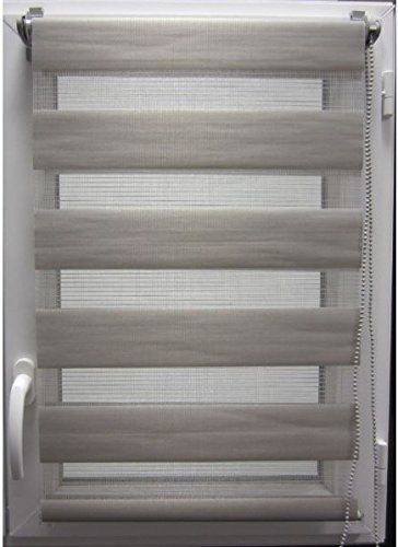 Store Enrouleur Jour/Nuit 4 Coloris 12 Tailles DIFFERENTES (60 X 180 CM, Gris)
