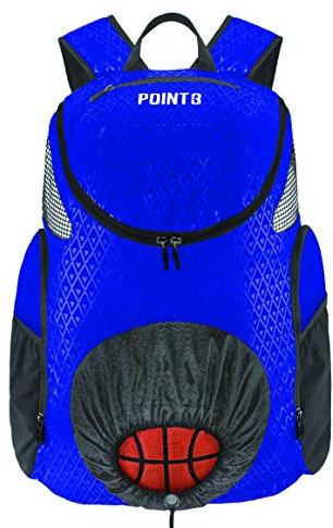 Point 3 Road Trip 2.0 Rucksack, Basketball-Rucksack mit Kordelzugverschluss, belüftetes Netz-Schuhfach, Blau
