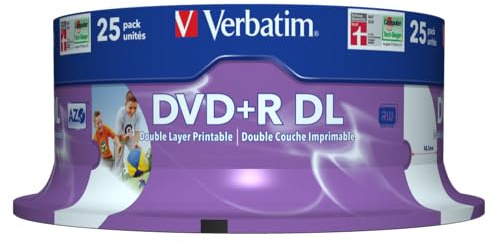 Verbatim 43667 8.5GB 8X Dvd+R Double Layer Inkjet Printable 25 Pack Spindle by