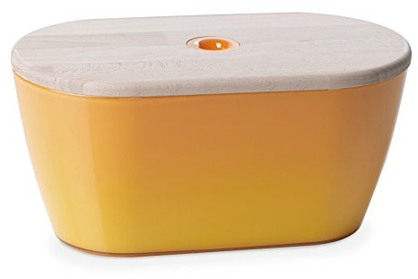 Omada Design Boîte à pain 34x19x17 cm avec une capacité de 6 litres et un couvercle qui peut être utilisé comme planche à découper, idéale pour préserver la fraîcheur et gagner de la place, Jaune