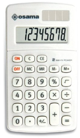 Osama BIG DISPLAY, 8-stelliger Taschenrechner mit LCD-Display mit Soft-Touch-Tastatur angenehm zu bedienen - Weiß