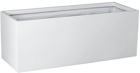VIVANNO Pflanzkübel Maxi - Großer Pflanzentopf aus Fiberglas, 120x45x45 cm | Weißer Blumenkübel & Pflanztrog für außen & draußen, wetterfester Kübel, winterfest, frostfest & frostbeständiges Hochbeet