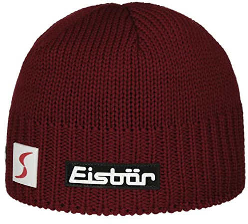 Eisbär Trop Skipool Strickmütze Damen/Herren - Made in the EU Wintermütze Pull-On Futter Winter Herbst-Winter - One Size Bordeaux