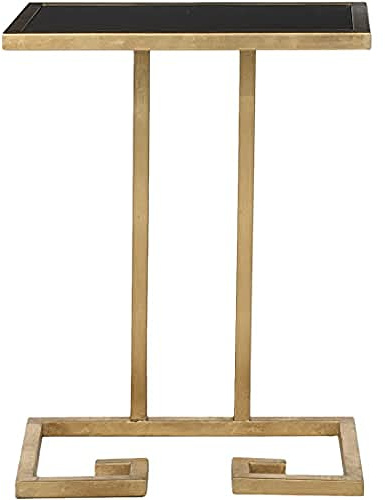 Safavieh Glam Accent Table with Iron Legs, in Gold and White, 25 X 40 X 53.34