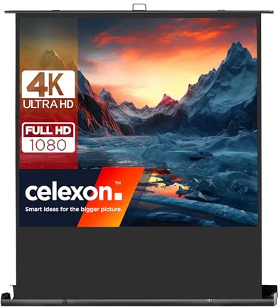 celexon Ultramobil Plus Pro Pull-Up-Leinwand 55 | 120x90 cm 4:3 | transportable 4K, Full-HD Beamer-Leinwand zum blitzschnellen Ausziehen & Aufstellen | inkl. Tragegriff + Scherengelenk