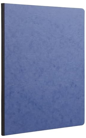 Clairefontaine 791464C - Notizbuch / Kladde Age Bag DIN A4 21x29,7 cm, liniert 96 Blatt 90g, geleimt mit Lederstruktur, mit bedruckten Vorsatzblättern, Blau, 1 Stück