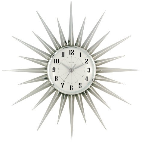 Acctim Stella Starburst Wall Clock, Silver, 43 cm l x 43 cm w