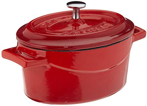Pentole Agnelli Slowcook Casserole Ovale avec 2 poignées, en Fonte 0.4 litri Rouge