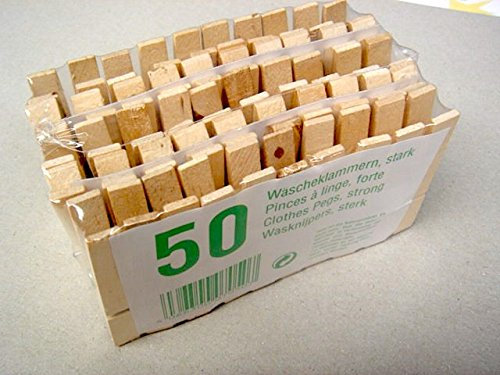 Willy Heckmann Import Klammern 50 Wäscheklammern Holzklammern (1 x 50)