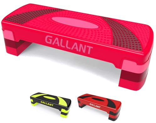 Gallant Exercise Stepper for Home - Aerobic Step Platform with 3 Adjustable Heights (10cm/15cm/20cm) - Non-Slip Fitness Step for Workouts, Cardio & Gym Step Exercises - Pink
