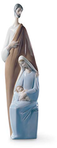 LLADRÓ Large Glossy Porcelain Nativity Figure. Christmas Decoration. Porcelain Holy Family