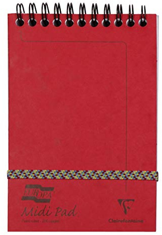 Clairefontaine 3106Z Un Bloc à Spirale en-Tête Midi Pad Europa Rouge - 10,2x15,2 cm - 200 Pages Détachables Lignées - Papier Blanc 90 g - Couvertures en Carte Lustrée