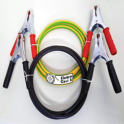 ® ELETTRO CAVI K - CAVI PER BATTERIA AUTO CAMION FURGONI TIR IN RAME 50 mm² 3 + 3 mt PROFESSIONALI FLESSIBILI CON PINZE IN ACCIAIO ZINCATO 400 A CON MORSETTIERA IN RAME