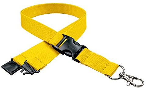 linie zwo ®, 10-pack nyckelband 20 mm, easy going-hake, säkerhetslås, skjutspänne, Gul