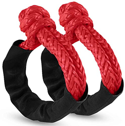 KUBAKA Grillete Rojo Suave sintético de 1/2 x 22 Pulgadas, grilletes Resistentes Todoterreno (40 Libras), máxima Resistencia a la Rotura con Funda Protectora para recuperación de vehículos Jeep
