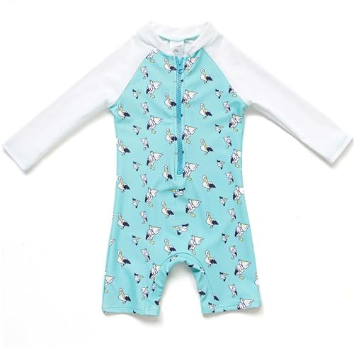 BONVERANO Traje baño bebé protección Solar UPF 50+ Cierre Cremallera (Pelican, 3-6 Meses)