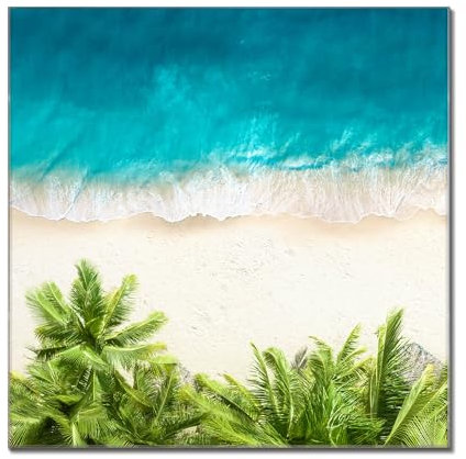 banjado Glas Magnettafel (60 x 90cm) - Magnetwand Glas - Magnetpinnwand als Memoboard - Pinnwand Magnettafel Küche, Büro, Kinderzimmer - Strandtag