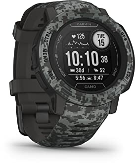Garmin Instinct 2, Camo Edition Camo Graphite - Montre GPS robuste et connectée - Boîtier 45 mm (Reconditionné)