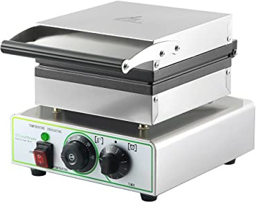 GS Multitrade Waffeleisen Waffelmaschine eckig Edelstahl Waffelautomat mit Antihaftplatten Timer 50-300 Grad stufenlos
