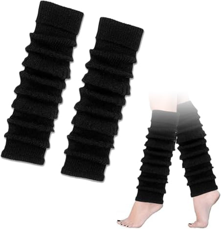 Guêtres d'Hiver à Tricoter, Jambières Chaudes pour Femme, Guêtres de Yoga Noir pour Sport et Fitness, Années 80