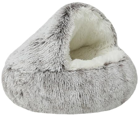 Hunde-Beruhigungsbett,Rund Hundekissen, Plüsch Kunstfell Nest,65CM-Braun-A | Flauschiges Hundebett, Haustierbett mit Rutschfester Unterseite, Haustierbett für Katzen und Kleine Hunde