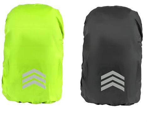 2 Pcs Housses de Sac à Dos Anti-Pluie (18-30L), Housses de Pluie de Cartables, Housse de Protection pour Sac d'écolier avec Bandes Réfléchissantes, Couvertures Protecteur de Sac à Dos pour Outdoor