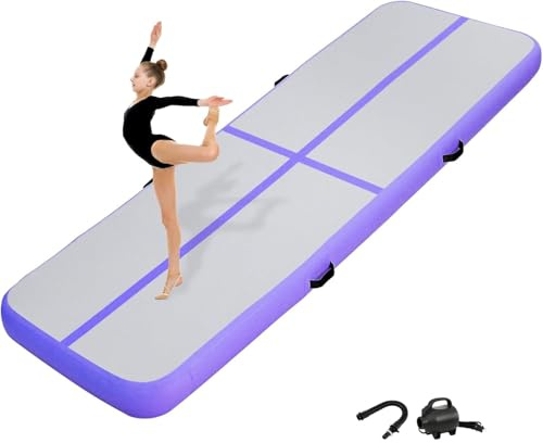 KIKILIVE Colchoneta de Gimnasia, 10CM Colchonetas de Entrenamiento, 3M Colchoneta Inflable Tumbling Gimnasia con Bomba de Aire, Alfombrillas de Entrenamiento para Uso Doméstico/Formación/Gimnasia