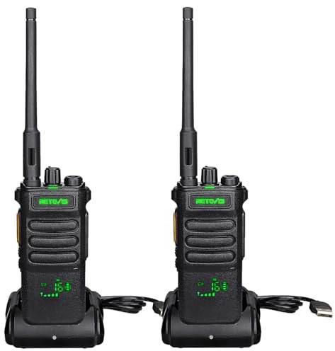 Retevis RT86 Walkie Talkie, Profi Funkgerät mit großer Reichweite, 2600 mAh, Bildschirm, Robust, Notfallalarm, Wiederaufladbare Hochleistungs Funkgeräte für Erwachsene, Industrie (Schwarz, 2 Stück)