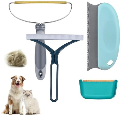 JUNHCZOY 4 Pieces Lint Remover Carpet, Portable Pet Hair Remover for Carpet Scraper Reusable Lint Brush for Cleaning Pet Hair On Sofas,Beds,Blankets,Clothes