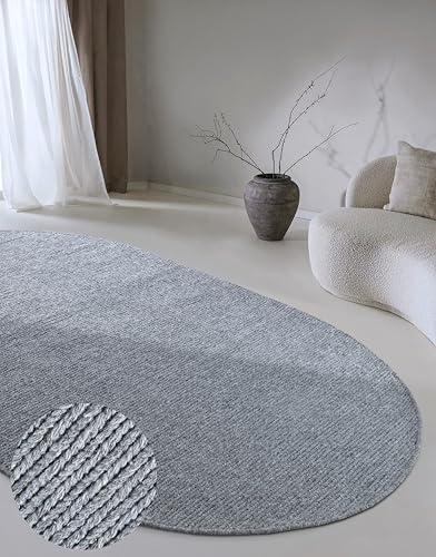 Villeroy & Boch Tapis en Laine Francois Ovale - Naturel - Tissé à la Main et Naturel - Tapis bohème en Laine pour Salon, Chambre à Coucher, Salle à Manger, Couloir, Cuisine - Argenté - 160 x 230 cm