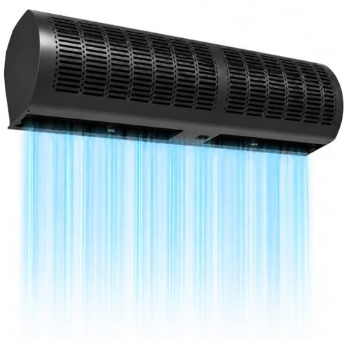 PRMTYUP Barriera d'Aria Montata A Parete, Cortina d'Aria, Vento Naturale Macchina per Cortine d'Aria, Commerciale Barriera d'Aria A Bassa Rumorosità, velocità Regolabili,Nero,35.4in/90cm